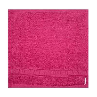 Daffodil (Fuchsia Pink) Monogrammed Face Towel (30 x 30 Cm - Set of 6) 100% Cotton, Absorbent and Quick dry, High Quality Bath Linen- 500 Gsm White Thread Letter "J"