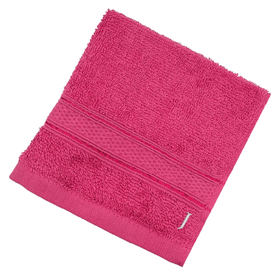 Daffodil (Fuchsia Pink) Monogrammed Face Towel (30 x 30 Cm - Set of 6) 100% Cotton, Absorbent and Quick dry, High Quality Bath Linen- 500 Gsm White Thread Letter "J"