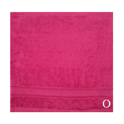 Daffodil (Fuchsia Pink) Monogrammed Face Towel (30 x 30 Cm - Set of 6) 100% Cotton, Absorbent and Quick dry, High Quality Bath Linen- 500 Gsm White Thread Letter "O"