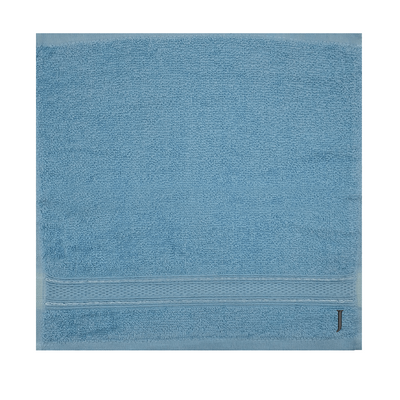منشفة الوجه المليئة بالألوان (الأزرق الأزرق الفاتح) (30 × 30 سم - مجموعة من 6) بنسبة 100 ٪ من القطن ، والامتصاصات والاستيعاب الجاف ، وعالي الجودة من بياضات الحمام - 500 جي إس إم أسود حرف "J"