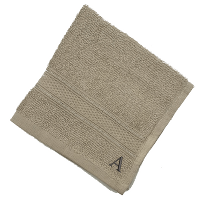 Daffodil (Light Grey) Monogrammed Face Towel (30 x 30 Cm - Set of 6) 100% Cotton, Absorbent and Quick dry, High Quality Bath Linen- 500 Gsm Black Thread Letter "A"