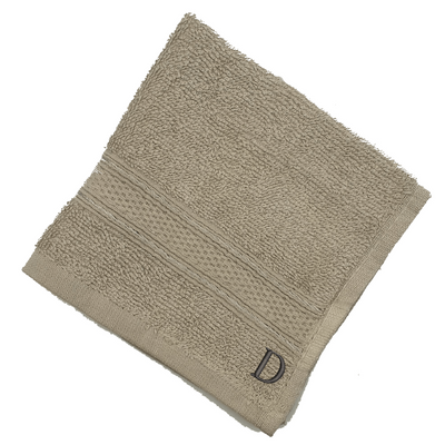 Daffodil (Light Grey) Monogrammed Face Towel (30 x 30 Cm - Set of 6) 100% Cotton, Absorbent and Quick dry, High Quality Bath Linen- 500 Gsm Black Thread Letter "D"