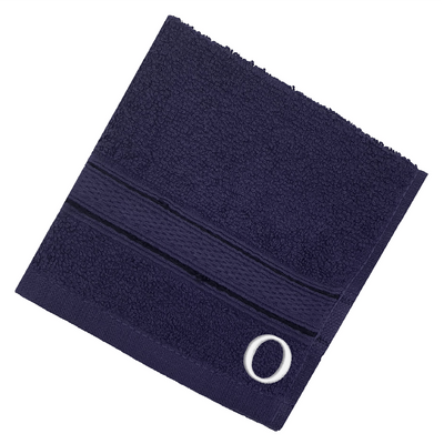 Daffodil (Navy Blue) Monogrammed Face Towel (30 x 30 Cm - Set of 6) 100% Cotton, Absorbent and Quick dry, High Quality Bath Linen- 500 Gsm White Thread Letter "O"