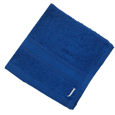 Daffodil (Royal Blue) Monogrammed Face Towel (30 x 30 Cm - Set of 6) 100% Cotton, Absorbent and Quick dry, High Quality Bath Linen- 500 Gsm White Thread Letter "J"