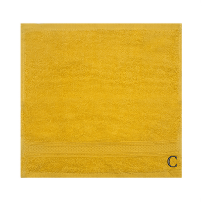 منشفة الوجه المليئة بالألوان (الأصفر) (الأصفر) (30 × 30 سم - مجموعة من 6) بنسبة 100 ٪ من القطن ، والامتصاص الجاف والسيء الجاف ، وعالي الجودة - 500 جي إس إم خطاب خيط أسود "C"