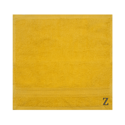 منشفة الوجه المليئة بالألوان (الأصفر) (الأصفر) (30 × 30 سم - مجموعة من 6) بنسبة 100 ٪ من القطن ، والامتصاص الجاف وسريع ، وعالي الجودة من الكتان - 500 جي إس إم أسود حرف "z"