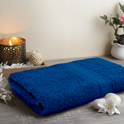 Daffodil Hand Towel (Royal Blue) Stripe Diamond Dobby (40 x 60 Cm) 100% Cotton - (Set of 1) 500 Gsm