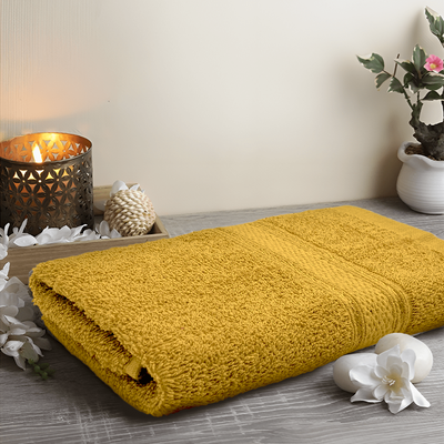 Daffodil Hand Towel (Yellow) Stripe Diamond Dobby (40 x 60 Cm) 100% Cotton - (Set of 1) 500 Gsm
