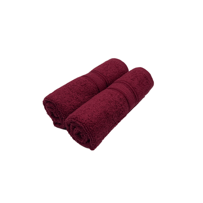 Daffodil Hand Towel (Burgundy) Stripe Diamond Dobby (40 x 60 Cm) 100% Cotton - (Set of 2) 500 Gsm