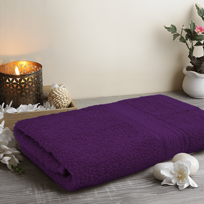 Daffodil Hand Towel (Purple) Stripe Diamond Dobby (40 x 60 Cm) 100% Cotton - (Set of 2) 500 Gsm
