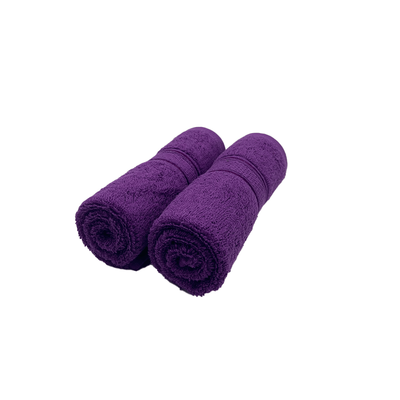 Daffodil Hand Towel (Purple) Stripe Diamond Dobby (40 x 60 Cm) 100% Cotton - (Set of 2) 500 Gsm