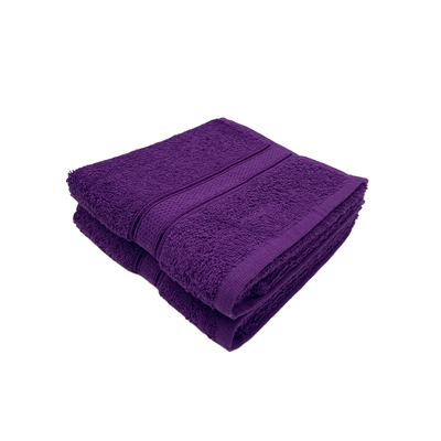 Daffodil Hand Towel (Purple) Stripe Diamond Dobby (40 x 60 Cm) 100% Cotton - (Set of 2) 500 Gsm