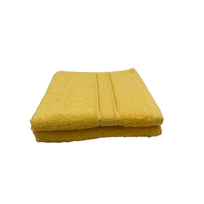 Daffodil Hand Towel (Yellow) Stripe Diamond Dobby (40 x 60 Cm) 100% Cotton - (Set of 2) 500 Gsm