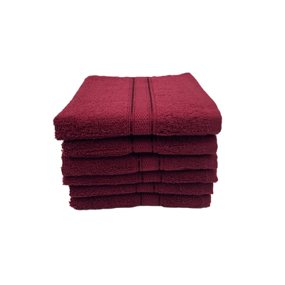 Daffodil Hand Towel (Burgundy) Stripe Diamond Dobby (40 x 60 Cm) 100% Cotton - (Set of 6) 500 Gsm