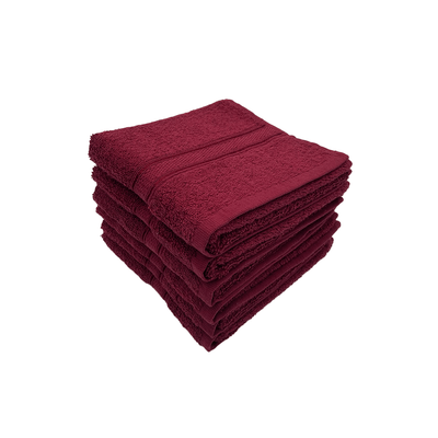 Daffodil Hand Towel (Burgundy) Stripe Diamond Dobby (40 x 60 Cm) 100% Cotton - (Set of 6) 500 Gsm