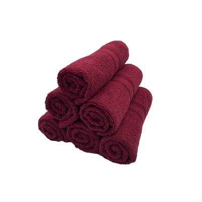 Daffodil Hand Towel (Burgundy) Stripe Diamond Dobby (40 x 60 Cm) 100% Cotton - (Set of 6) 500 Gsm