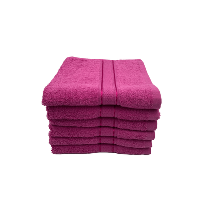 Daffodil Hand Towel (Fuchsia Pink) Stripe Diamond Dobby (40 x 60 Cm) 100% Cotton - (Set of 6) 500 Gsm
