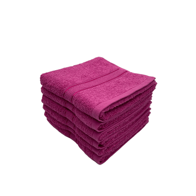 Daffodil Hand Towel (Fuchsia Pink) Stripe Diamond Dobby (40 x 60 Cm) 100% Cotton - (Set of 6) 500 Gsm