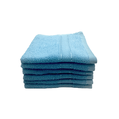 Daffodil Hand Towel (Light Blue) Stripe Diamond Dobby (40 x 60 Cm) 100% Cotton - (Set of 6) 500 Gsm