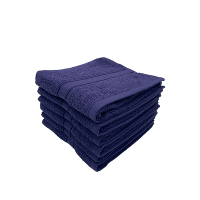 Daffodil Hand Towel (Navy Blue) Stripe Diamond Dobby (40 x 60 Cm) 100% Cotton - (Set of 6) 500 Gsm
