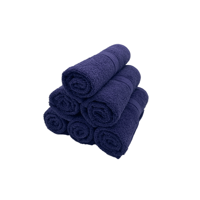 Daffodil Hand Towel (Navy Blue) Stripe Diamond Dobby (40 x 60 Cm) 100% Cotton - (Set of 6) 500 Gsm