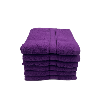 Daffodil Hand Towel (Purple) Stripe Diamond Dobby (40 x 60 Cm) 100% Cotton - (Set of 6) 500 Gsm