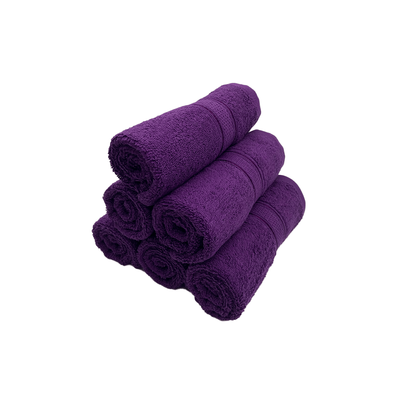 Daffodil Hand Towel (Purple) Stripe Diamond Dobby (40 x 60 Cm) 100% Cotton - (Set of 6) 500 Gsm