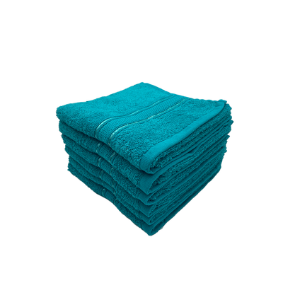 Daffodil Hand Towel (Turquoise Blue) Stripe Diamond Dobby (40 x 60 Cm) 100% Cotton - (Set of 6) 500 Gsm