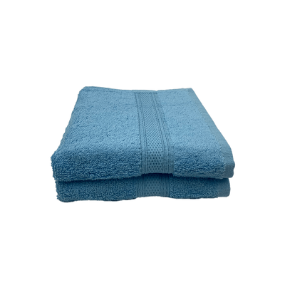 Daffodil Hand Towel (Light Blue) Stripe Diamond Dobby (60 x 110 Cm) 100% Cotton - (Set of 2) 500 Gsm