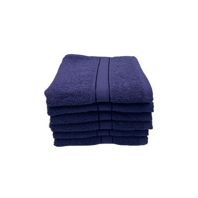 Daffodil Hand Towel (Navy Blue) Stripe Diamond Dobby (60 x 110 Cm) 100% Cotton - (Set of 6) 500 Gsm