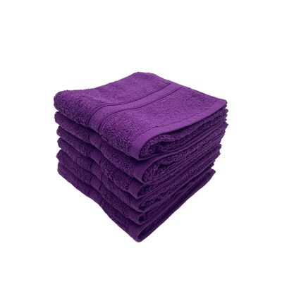 Daffodil Hand Towel (Purple) Stripe Diamond Dobby (60 x 110 Cm) 100% Cotton - (Set of 6) 500 Gsm