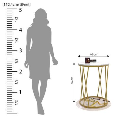 Wooden Twist Round Wrought Iron End Table Stylish Golden Accent for Modern Living Room Décor