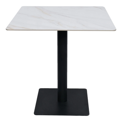 Bourgeois Square Shape Marble Top Metalic Base Cafe Restaurant Table Dining Table