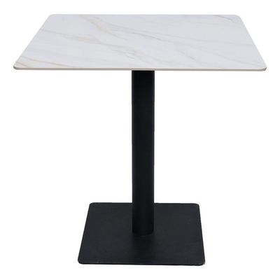 Bourgeois Square Shape Marble Top Metalic Base Cafe Restaurant Table Dining Table