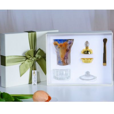 BLISS VIE Crystal Glass Bakhoor Incense Burner - Gift Set - Rose Mixed Colour