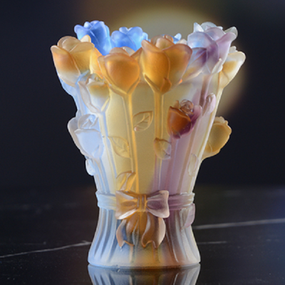 BLISS VIE Crystal Glass Bakhoor Incense Burner - Gift Set - Rose Mixed Colour