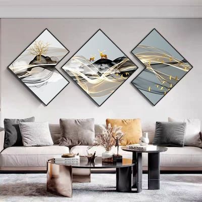 Ribbon Print Linked Wall Painting (50x50 cm - Set of 3)