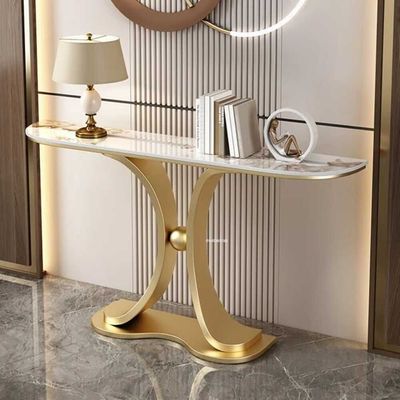 Art Console Table with Marble top and Gold Metal Base 120cm.