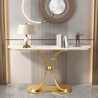 Art Console Table with Marble top and Gold Metal Base 120cm.