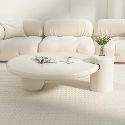 Round White Coffee Table with Light for Living room 