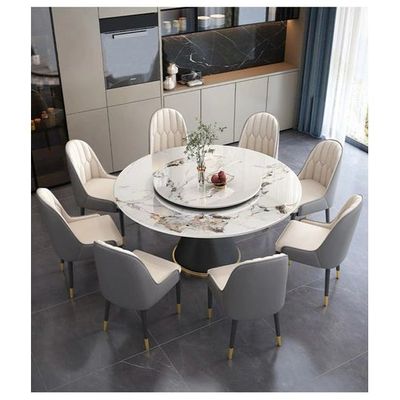 Wooden Twist Exclusive Modern Round Table Rock Slab Tabletop