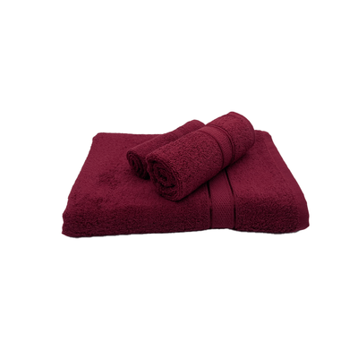 Daffodil Face Towel (30 x 30 Cm) Hand Towel (40 x 60 Cm) Bath Towel (70 x 140 Cm) Burgundy Stripe Diamond Dobby 100% Cotton -  (Set of 3) 500 Gsm