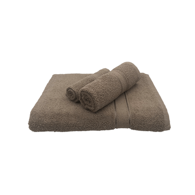 Daffodil Face Towel (30 x 30 Cm) Hand Towel (40 x 60 Cm) Bath Towel (70 x 140 Cm) Dark Beige Stripe Diamond Dobby 100% Cotton -  (Set of 3) 500 Gsm