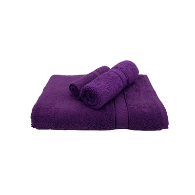 Daffodil Face Towel (30 x 30 Cm) Hand Towel (40 x 60 Cm) Bath Towel (70 x 140 Cm) Purple Stripe Diamond Dobby 100% Cotton -  (Set of 3) 500 Gsm