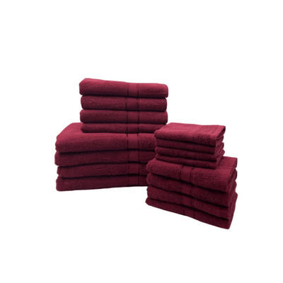 Daffodil Face Towel (30 x 30 Cm) Hand Towel (40 x 60 Cm) Bath Towel (70 x 140 Cm) Hand Towel (60 x 110 Cm) Burgundy Stripe Diamond Dobby 100% Cotton - (Set of 16) 500 Gsm