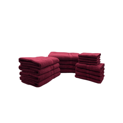 Daffodil Face Towel (30 x 30 Cm) Hand Towel (40 x 60 Cm) Bath Towel (70 x 140 Cm) Hand Towel (60 x 110 Cm) Burgundy Stripe Diamond Dobby 100% Cotton - (Set of 16) 500 Gsm