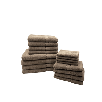 Daffodil Face Towel (30 x 30 Cm) Hand Towel (40 x 60 Cm) Bath Towel (70 x 140 Cm) Hand Towel (60 x 110 Cm) Dark Beige Stripe Diamond Dobby 100% Cotton - (Set of 16) 500 Gsm