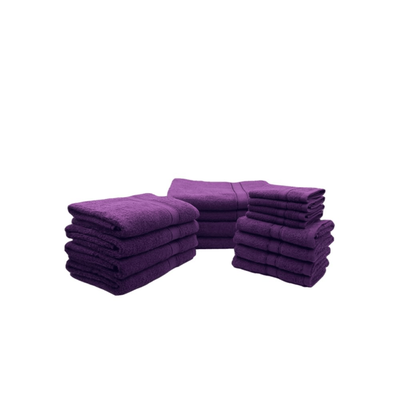 Daffodil Face Towel (30 x 30 Cm) Hand Towel (40 x 60 Cm) Bath Towel (70 x 140 Cm) Hand Towel (60 x 110 Cm) Purple Stripe Diamond Dobby 100% Cotton - (Set of 16) 500 Gsm