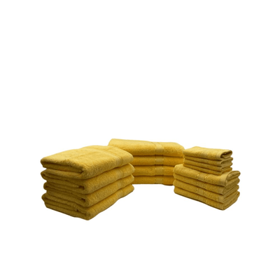Daffodil Face Towel (30 x 30 Cm) Hand Towel (40 x 60 Cm) Bath Towel (70 x 140 Cm) Hand Towel (60 x 110 Cm) Yellow Stripe Diamond Dobby 100% Cotton - (Set of 16) 500 Gsm