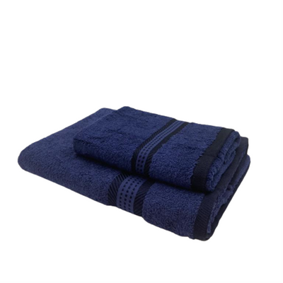 Daffodil Hand Towel (40 x 70 Cm) Bath Towel (70 x 140 Cm) Blue Stripe Diamond Dobby 100% Cotton - (Set of 2) 500 Gsm